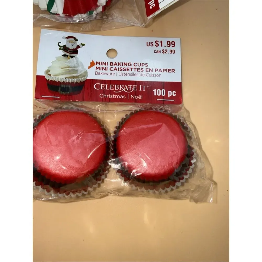 Lot Of 7 Pkgs Cupcake & Mini Cupcake Liners Petit Christmas Vtg & Modern